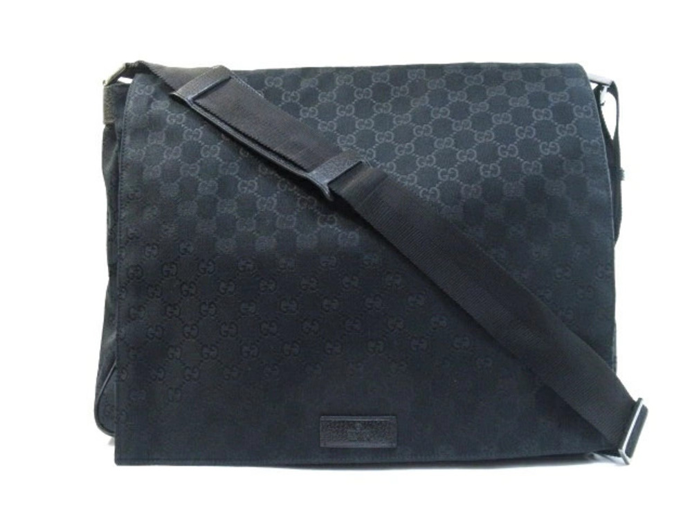Gucci canvas black shoulder bag Black
